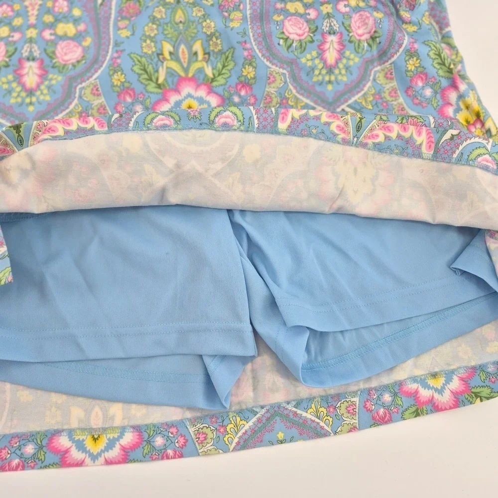 EP Pro Golf Skort Blue Yellow Floral‎ 10 Women's Skirt Pockets Activewear Tennis